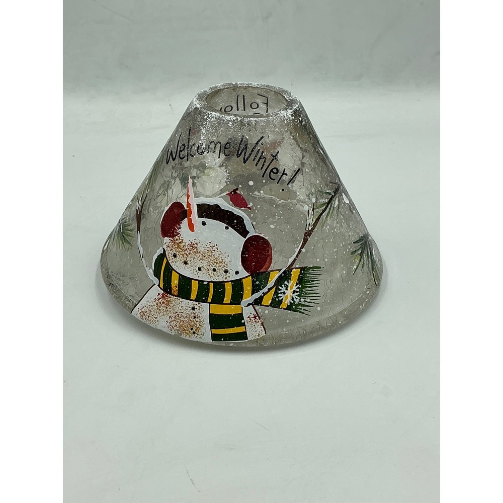 Yankee Candle Jar Shade 2012 Clear Snowman Follow the Star Crackle Glass Large